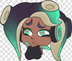 Splatoon Green Mammal Cartoon Nose Vertebrate Fictional   Splatoon Marie Thinking Emoji  HD Png Download