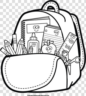 Transparent Backpack Clipart Png   School Supplies Clipart Black And White  Png Download