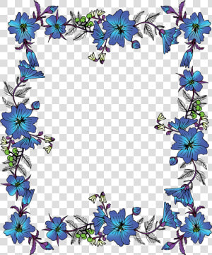 Flower Picture Frame Clip Art Chinese Blue Ⓒ   Blue Flowers Frame Clipart  HD Png Download