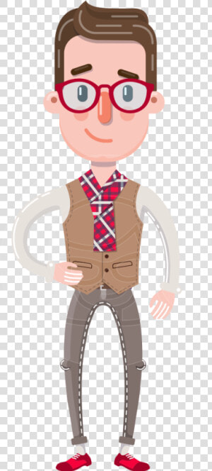 Smart Office Man Cartoon Character In Flat Style   Cartoon Characters Man Cartoon  HD Png Download