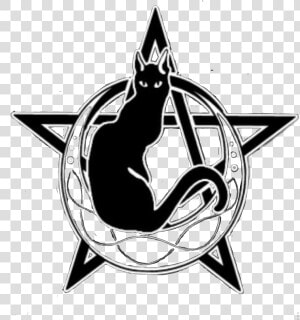 Pentacle Vector Flower   Cat And Crescent Moon  HD Png Download