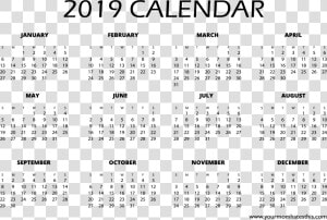 2019 Full Hd Calendar   Free Printable 1 Page 2018 Calendar  HD Png Download