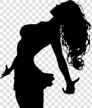 T shirt Silhouette Woman Clip Art   Long Haired Woman Silhouette  HD Png Download