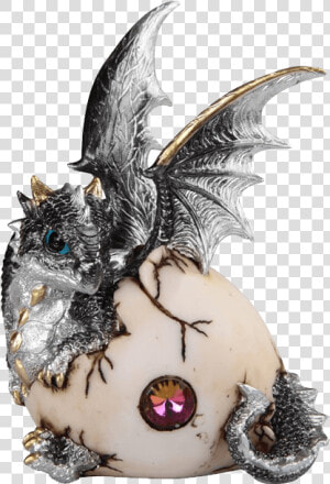 Silver Dragon Hatchling With Jeweled Egg   Dragon Hatchling  HD Png Download