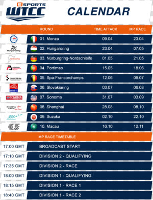 World Touring Car Championship 2018 Calendar  HD Png Download