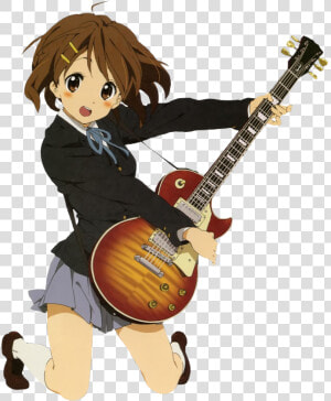  kon  k on  anime  yui  yuihirasawa  animegirl  keyon   K On Yui Playing Guitar  HD Png Download