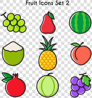 Fruits Icons  Fruits  Grape  Rose Apple  Watermelon   Clip Art  HD Png Download