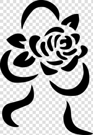 Line Art plant stencil   Simple Rose Stencil Free Printable  HD Png Download