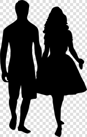 Holding Hands Silhouette Couple Clip Art   Man And Woman Holding Hands Silhouette  HD Png Download