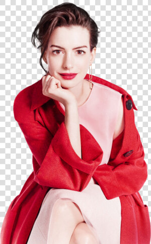 Anne Hathaway Red Coat   Anne Hathaway Png  Transparent Png