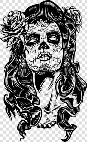 Mexican Skull La Calavera Catrina Dead Paper Clipart   Drawing Day Of The Dead  HD Png Download