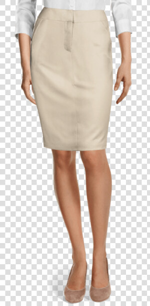 Beige Polyester Pencil Skirt   Faldas Beige Tela Gabardina  HD Png Download