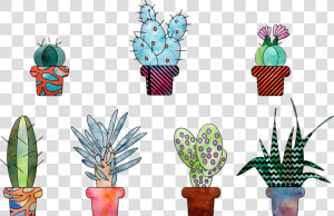 Watercolor Cactus  Cactus In Pot  Cactus  Watercolor  HD Png Download