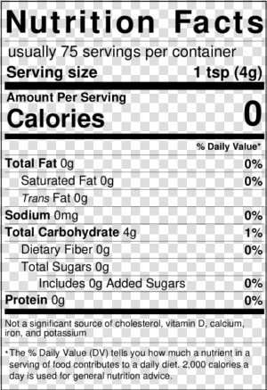 Erythritol  Monk Fruit Nutrition Label   Nutrition Facts  HD Png Download