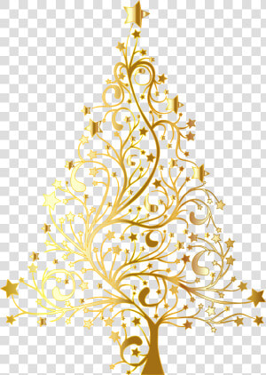 Starry Christmas Tree Gold No Background   Christmas Tree Vector Gold  HD Png Download