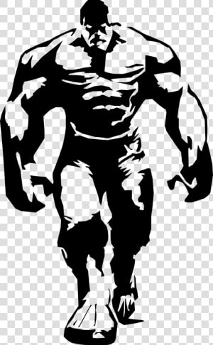 Hulk Silhouette Stencil Airbrush Painting   Hulk Black And White  HD Png Download