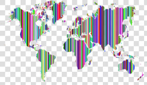 Striped World Map Prismatic   Reino Unido No Mundo  HD Png Download