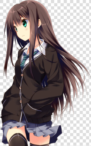 Anime Girl With Brown Hair And Blue Eyes Png   Png   Anime Girl Brown Hair Blue Eyes  Transparent Png