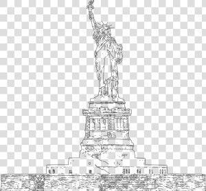 Line Art tower blackandwhite   Statue  HD Png Download