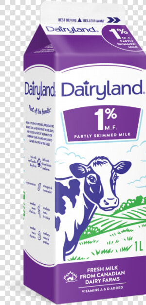 Dairyland 1  Partly Skimmed Milk 1 Litre Carton   1 Litre Milk Carton  HD Png Download