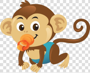 Baby Monkeys Royalty free Clip Art   Baby Monkey With Pacifier  HD Png Download