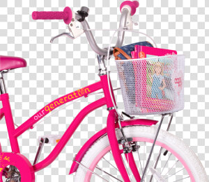 Og Bicycle For Kids Front Basket Holding Books02   Our Generation 20 Inch Bike  HD Png Download