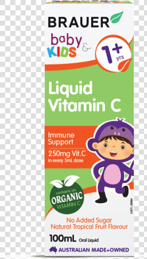 Brauer Baby  amp  Kids Liquid Vitamin C   Brauer Baby  amp  Kids Liquid Vitamin C 100ml  HD Png Download