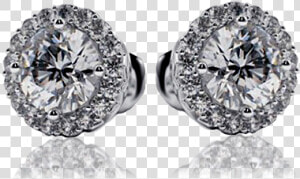 Halo Diamond Stud Earrings  HD Png Download