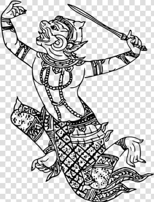 Hanuman Drawing Art   Clipart Hanuman Black Png  Transparent Png