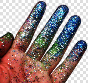  hand  sticker  gloss  brillantina  escarcha  beautiful   Hand Covered In Glitter  HD Png Download