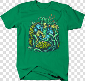 Blue Outline Poseidon Neptune God Of The Sea Trident   T shirt  HD Png Download