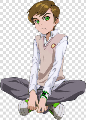 Ben Tennyson Mikoto Misaka Clothing Sitting Boy Child   Ben 10 Anime Style  HD Png Download