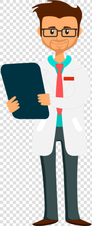 Cartoon Of A Man Wearing A Lab Coat With A Clipboard   Doctor Animation Gif Transparent  HD Png Download