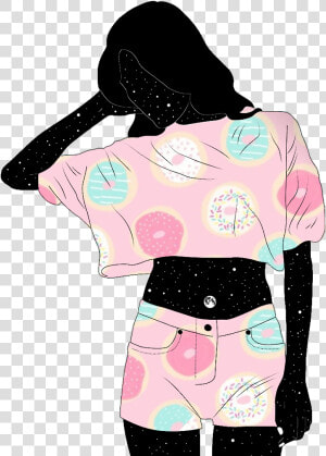  freetoedit  aesthetic  girl  ootd  outline  drawing   Aesthetic Picture Girl Drawing  HD Png Download