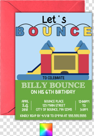 Lets Bounce  Bounce House Party Invitation By Anton   House  HD Png Download