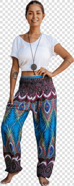 Blue Flare Harem Pants From Bohemian Island   Girl  HD Png Download