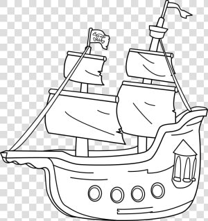 Transparent Sailing Ship Png   Pirate Boat Clipart Black And White  Png Download