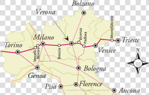 Turin To Trieste Rail Map  HD Png Download