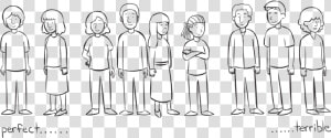 Back Group Of People Standing In Straight Line Facing   People In A Straight Line Drawing  HD Png Download