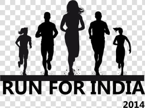 Front   Running People Silhouette Front  HD Png Download