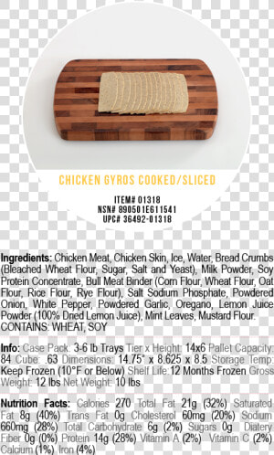 Corfu Gyro Slices Chicken   Bench  HD Png Download