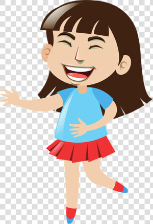 Laughing  Girl  Cartoon  Happy  Smiling  Smile  Female   Cartoon Girl Blue Shirt  HD Png Download