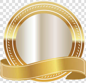 Gold Ribbon Transparent Image   Gold Seal With Ribbon Png  Png Download