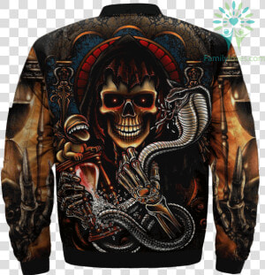 Skull And Poisonous Snake Over Print Jacket  tag Familyloves   Skull Art  HD Png Download