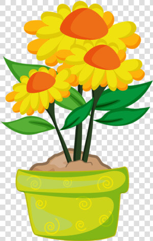 Transparent Flower Plants Png   Flower Pot Cartoon Png  Png Download