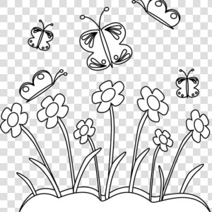 Spring Flowers Png Black And White   Flower Garden Clipart Black And White  Transparent Png