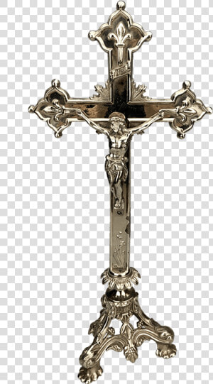 Antique Baroque European Silvered Alter Crucifix   Cross  HD Png Download