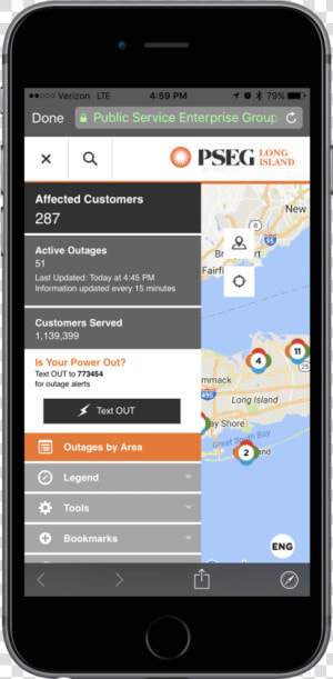 Pseg Long Island Mobile Outage Map   Pseg  HD Png Download