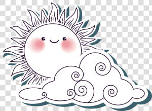 Transparent Sun And Clouds Clipart   Clouds With Sun Drawing Png  Png Download