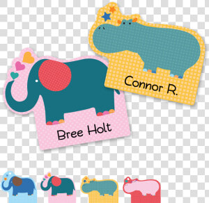 Fun Shapes Labels   Hippo Label  HD Png Download